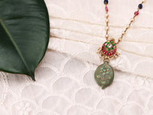 Load image into Gallery viewer, Statement inlay work aventurine pendant necklace
