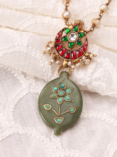 Load image into Gallery viewer, Statement inlay work aventurine pendant necklace
