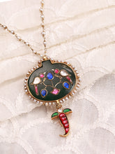 Load image into Gallery viewer, Statement inlay work aventurine pendant with pearl necklace
