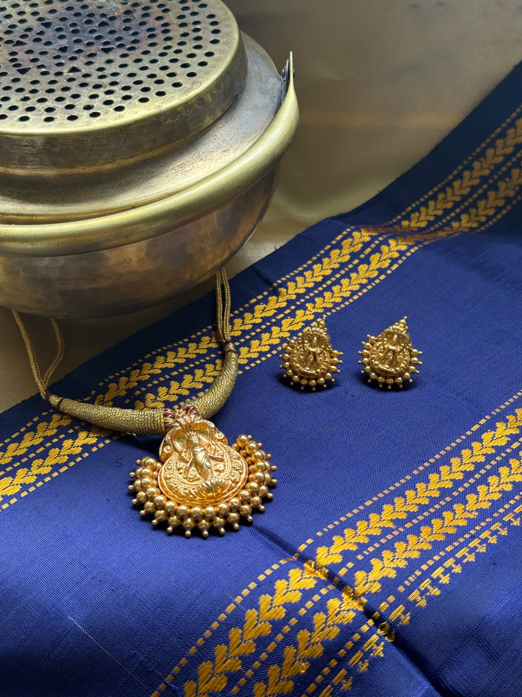 One of a kind 925 gold polish goddess Lakshmi  necklace