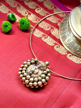 Load image into Gallery viewer, Statement nagru pendant  925 silver necklace with hasli
