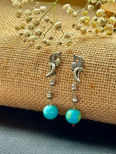 Load image into Gallery viewer, Peacock hangings  in turquoise &amp; silver
