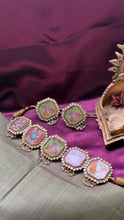 Load image into Gallery viewer, One of a kind statement handpainted Srinath ji necklace and earrings set

