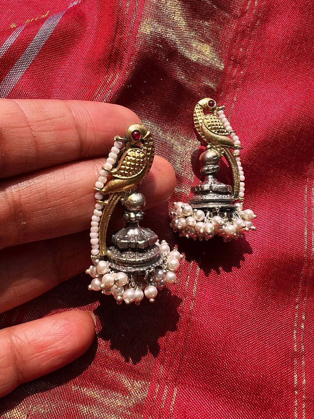 Parrot dual tone earrings