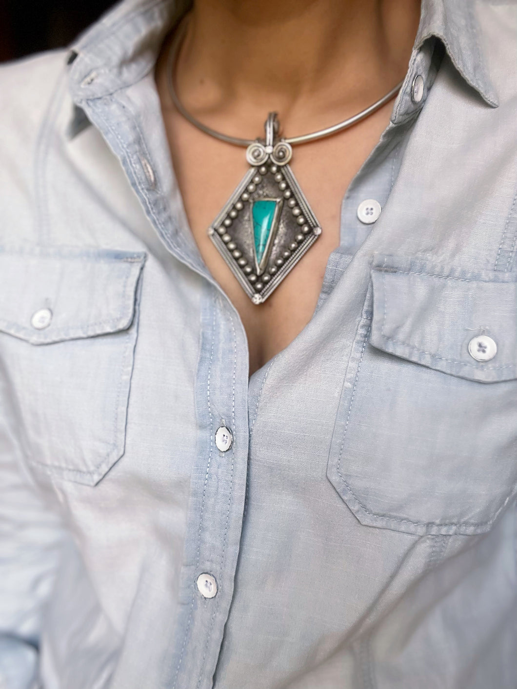 Turquoise Pendant Hasli Necklace